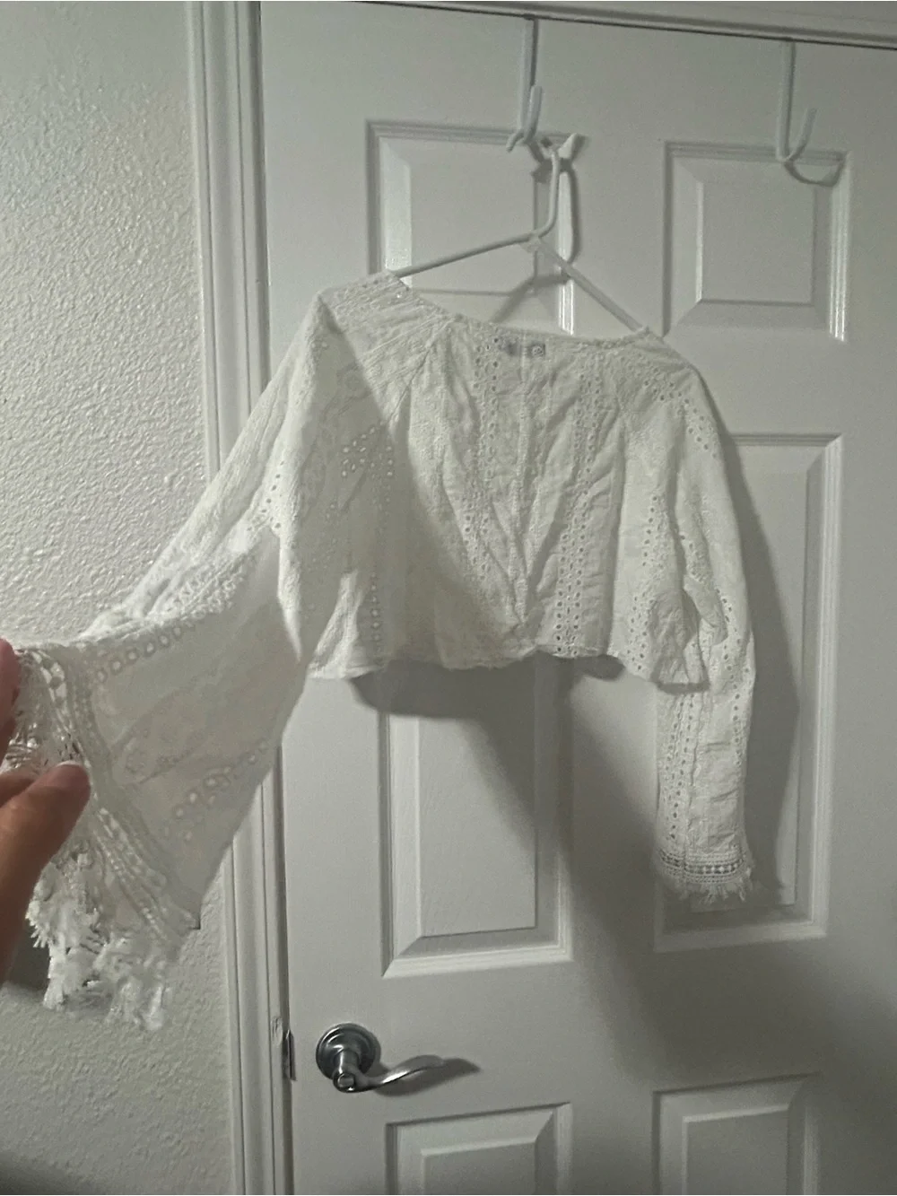 MISSLOOK White Lace-Trim Women's Sleep Top